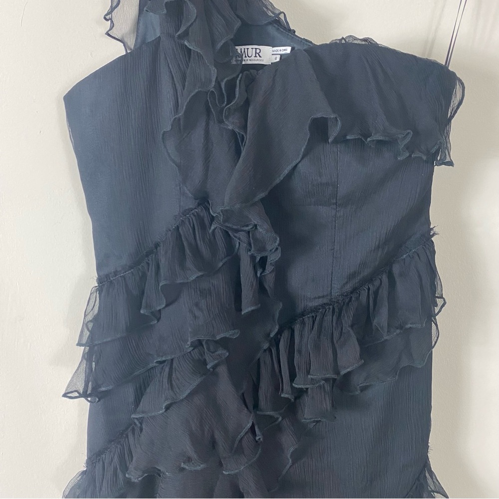 AMUR Harlow Black One-Shoulder Maxi Dress - Picture 13 of 16